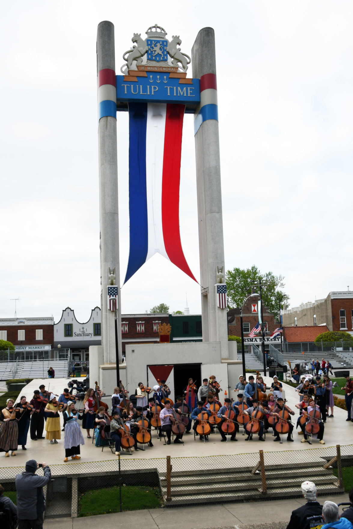 202 The Tulip Toren displays the colors of the Netherlands during Tulip Time.JPG